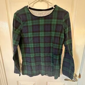 Talbots Green & Navy Plaid Long Sleeve Tee – Size Small petite